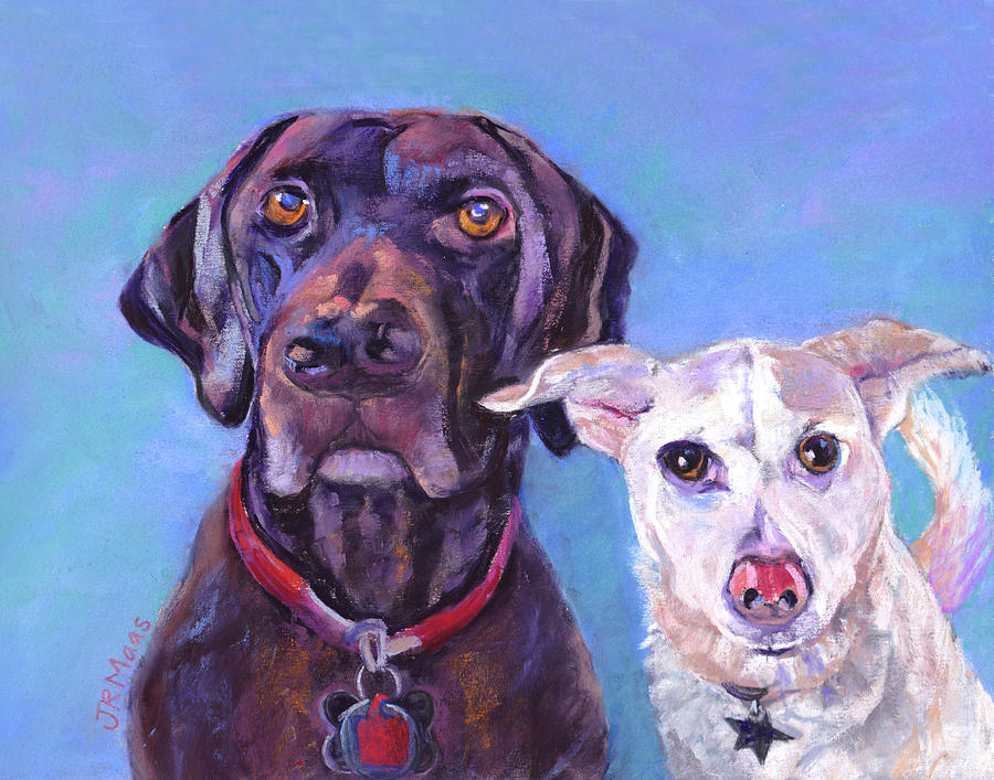 Dog Portrait Pastel - Barney and Casey by Julie Maas