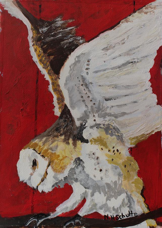 Owls Painting - Barney by Nancy Henkel Schulte Owls Painting - Barney by Nancy Henkel Schulte