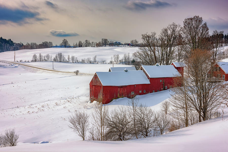 Winter Photograph - Barns at Jenne Farm in Winter by Rick Berk
