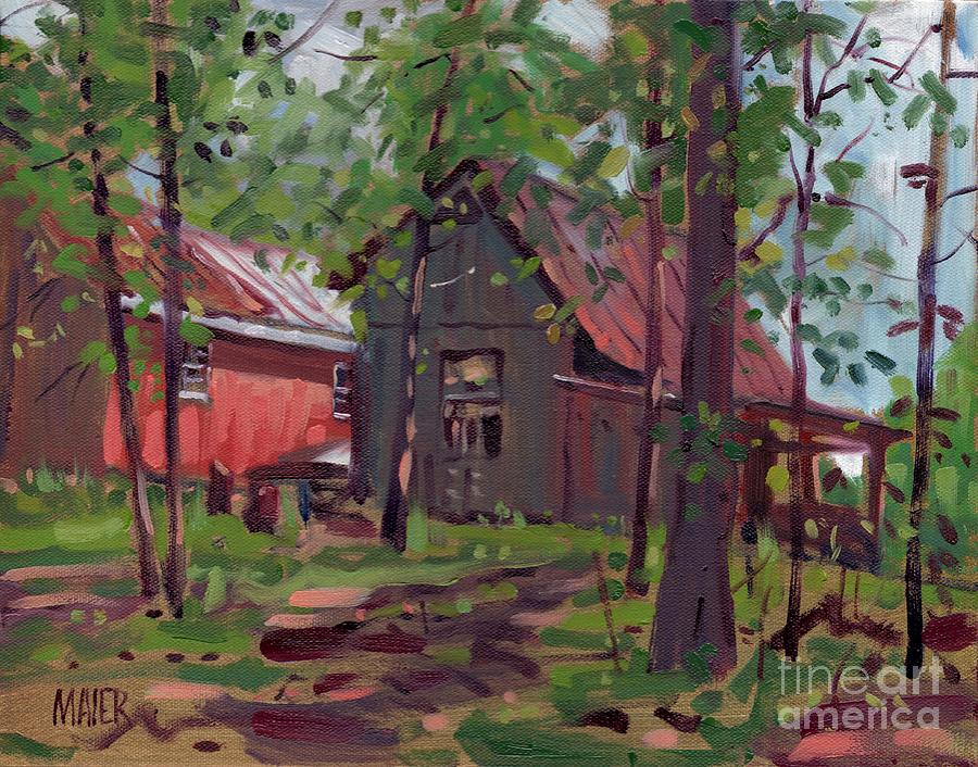 Barns in April Painting by Donald Maier
