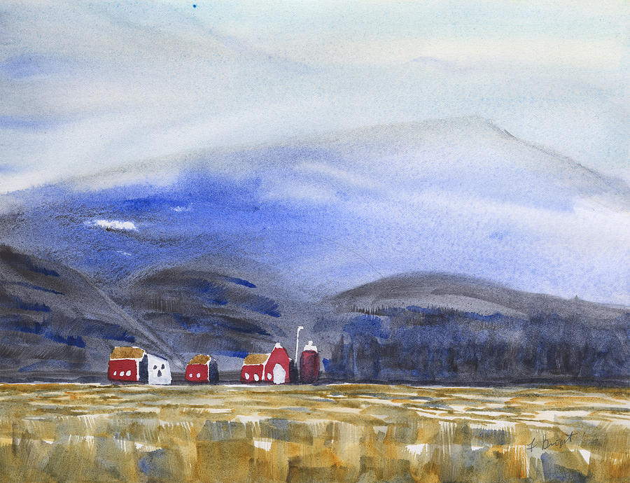 Barns In The Valley Painting by Frank Bright