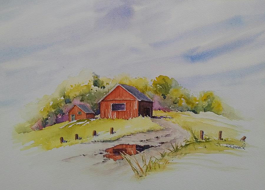 Barns In The Spring Painting by Sheila Romard