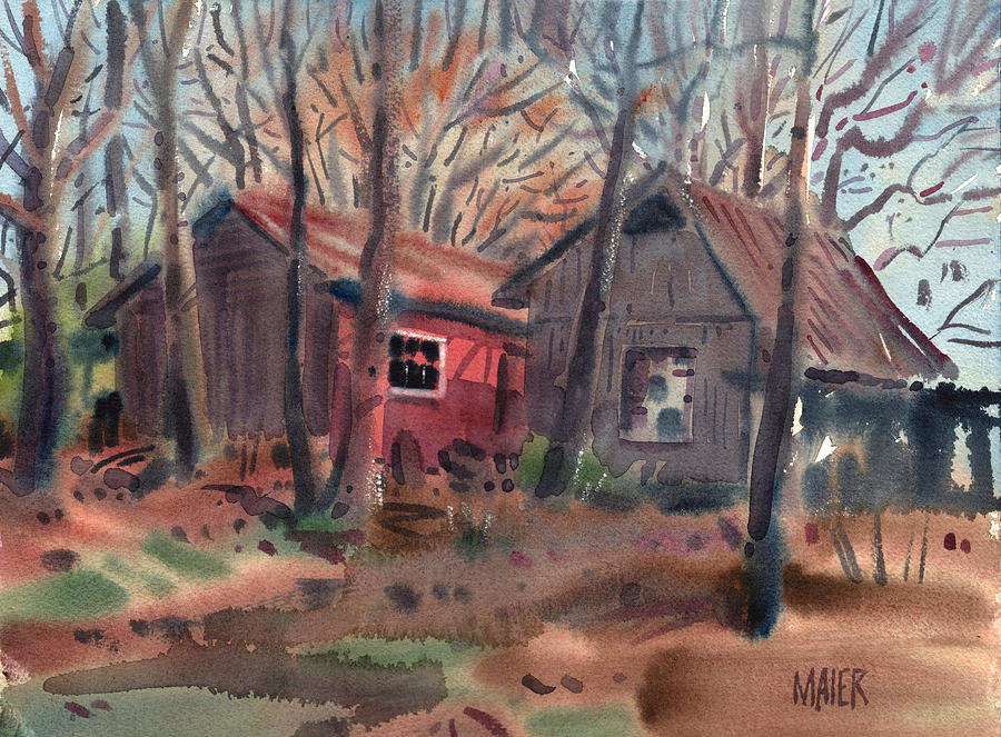 Barns Next Door Painting by Donald Maier