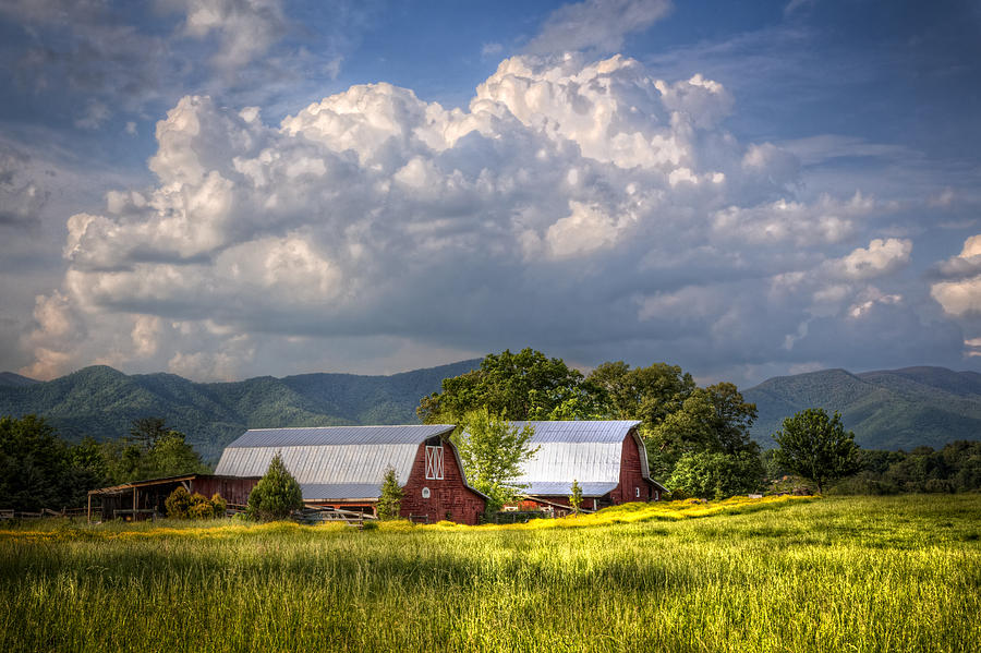 Barn Photograph - Barns Under the Clouds by Debra and Dave Vanderlaan