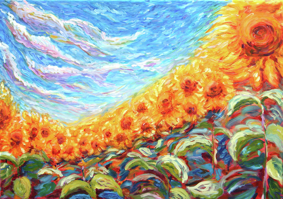 Barnstaple Sunflowers Painting by Pete Caswell