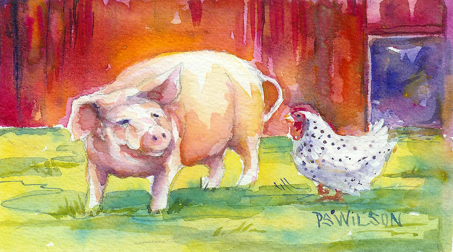 Barnyard Conversations Painting by Peggy Wilson