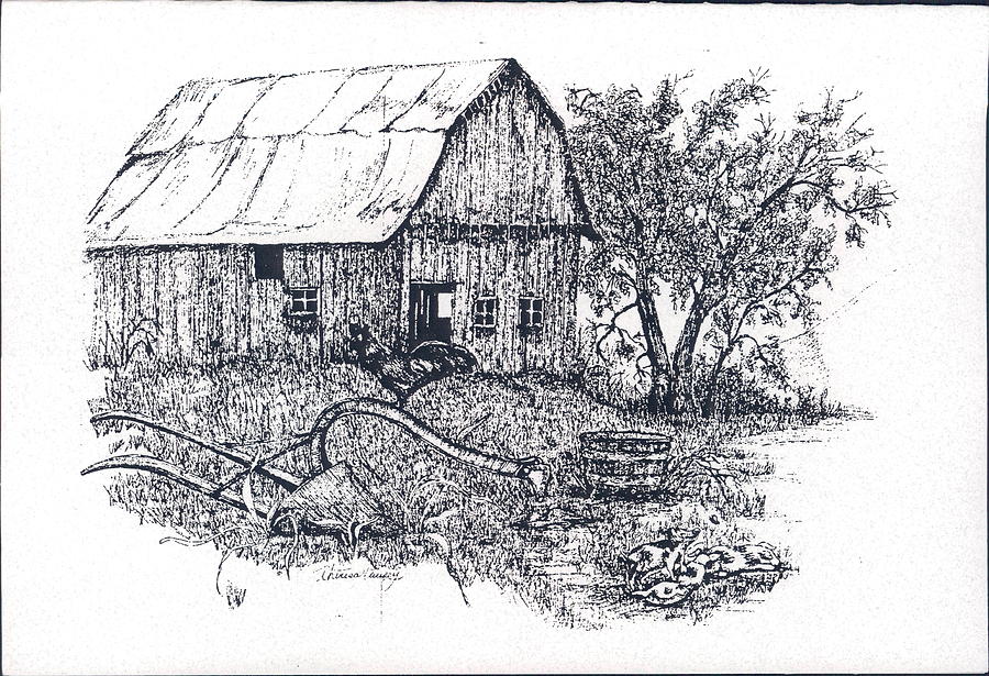 Barnyard Drawing by Theresa Causey Fine Art America