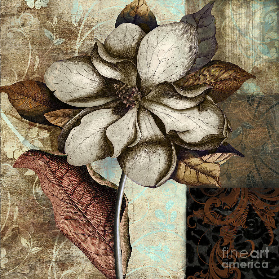 Magnolia Movie Painting - Baroque Magnolia Patchwork by Mindy Sommers