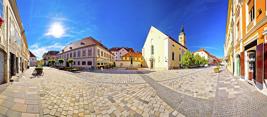 Baroque town of Varazdin square panoramic view Photograph by Brch Photography