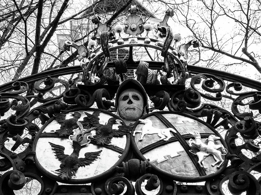 Baroque Wrought Iron Gate with Skull and Coat of Arms Photograph by Menega Sabidussi