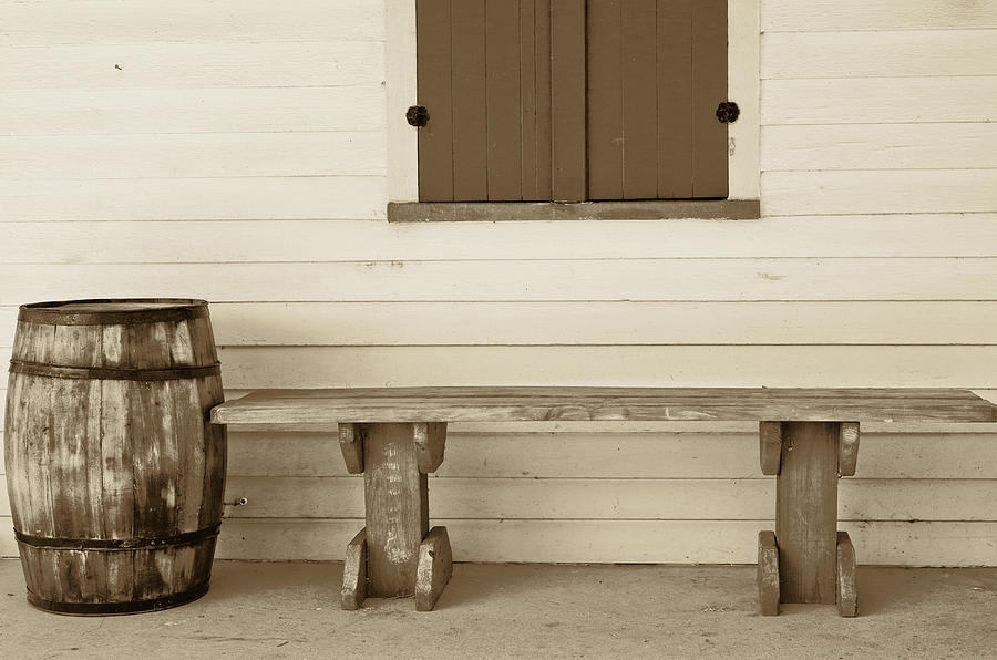 Barrel And Seat - Sepia Photograph
