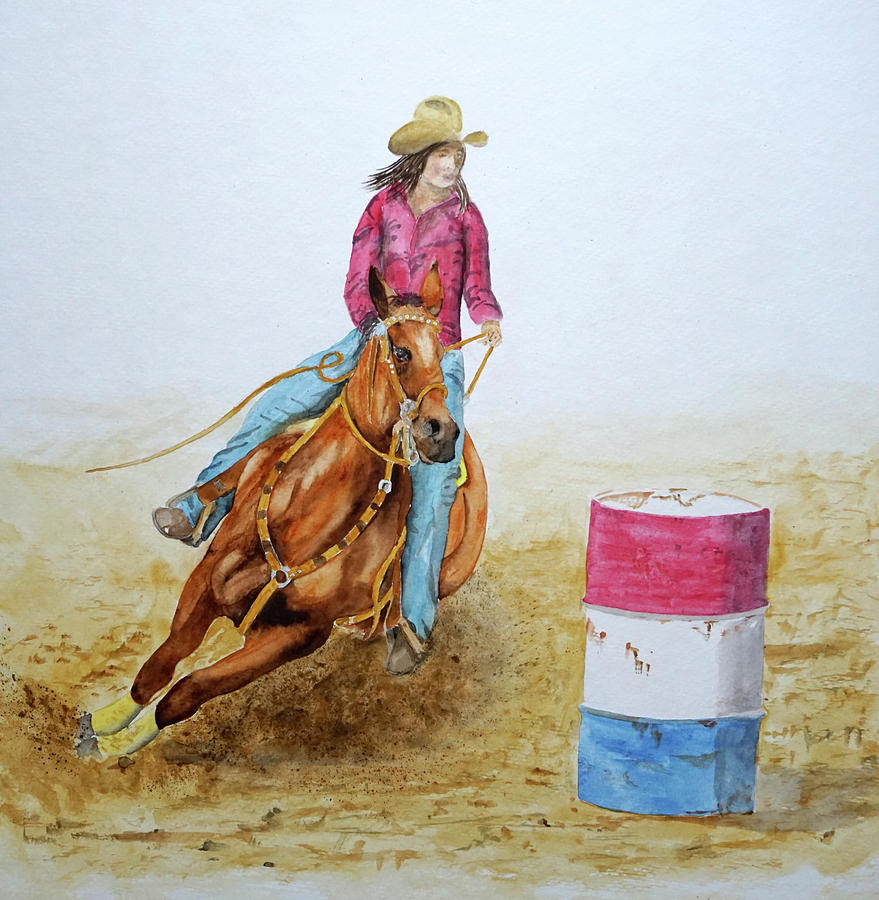 Horse Painting - Barrel Racer by Gary Thomas