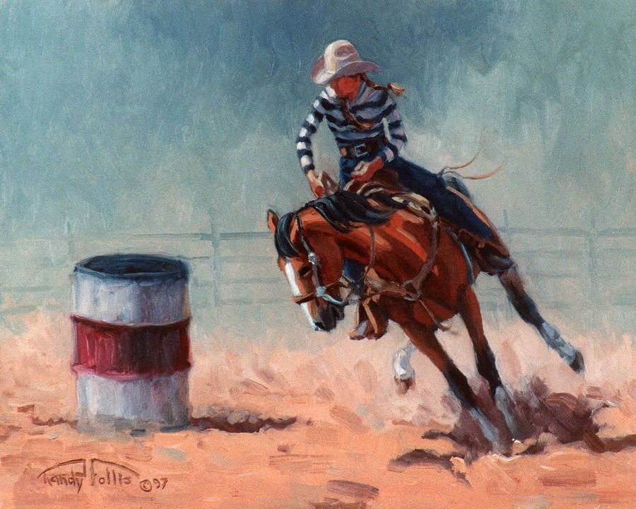 Horse Painting - Barrel Racer by Randy Follis