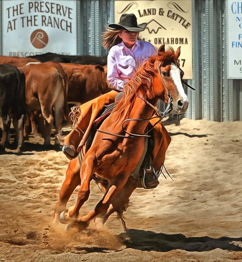 Barrel Racing Cowgirl Photograph by Studio Artist
