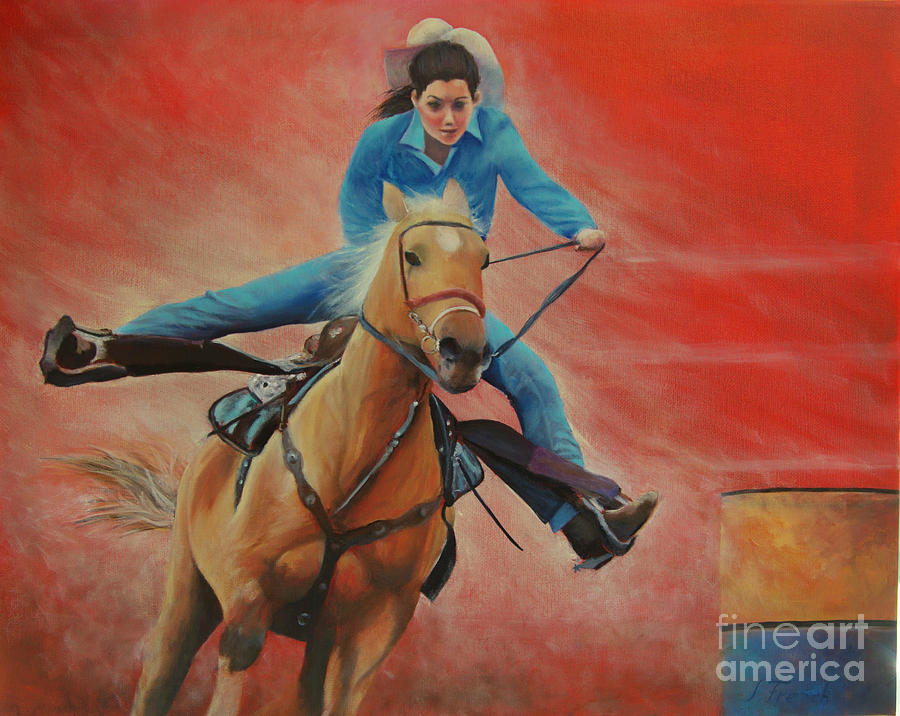 Barrel Racing Painting by Jeanette French