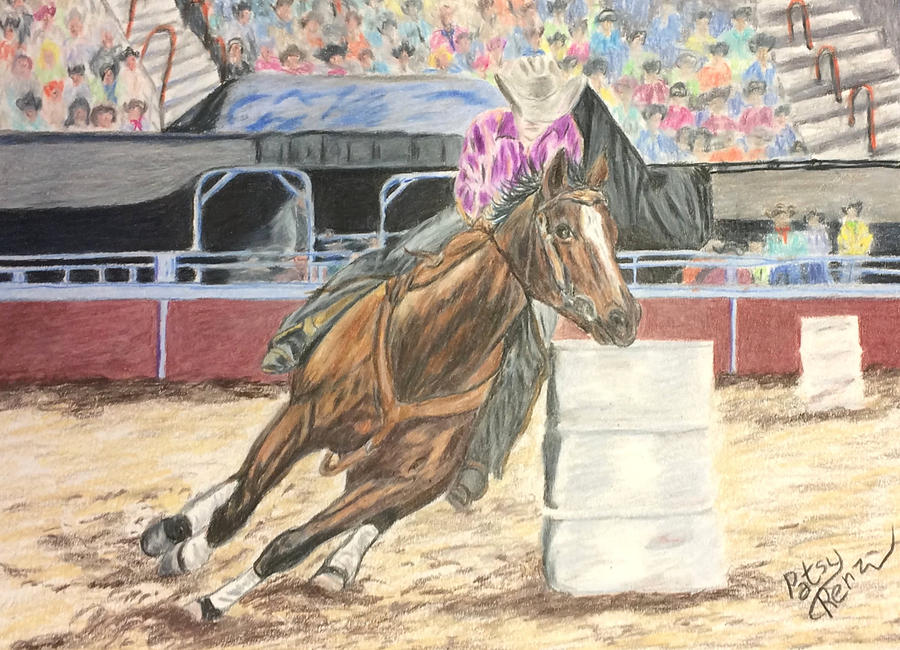 Barrel Racing Painting by Patsy Renz - Pixels