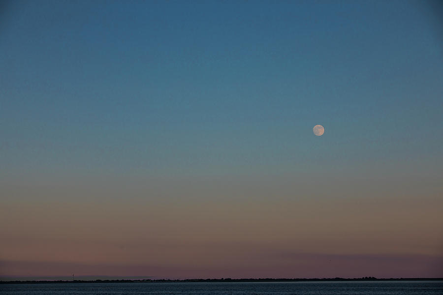 Barrier Island and the buck moon Photograph by Steve Gravano