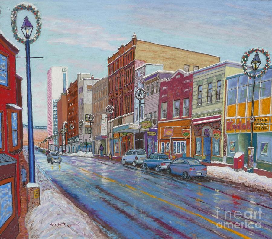 Landscape Pastel - Barrington St in winter by Rae  Smith