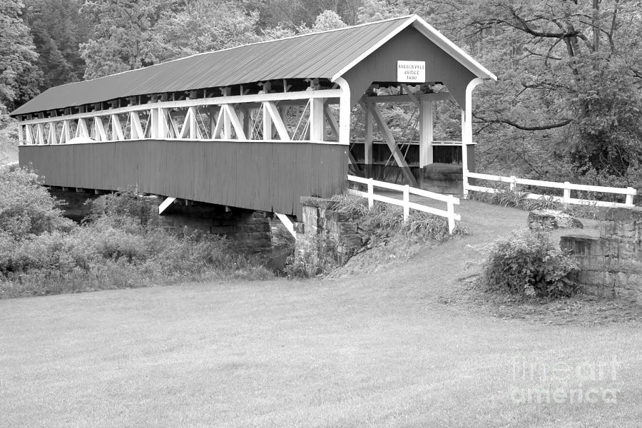 Barrons Covere Bridge In Black And White Photograph by Adam Jewell