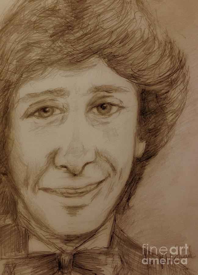 Barry Manilow in Sepia Drawing by Joan-Violet Stretch