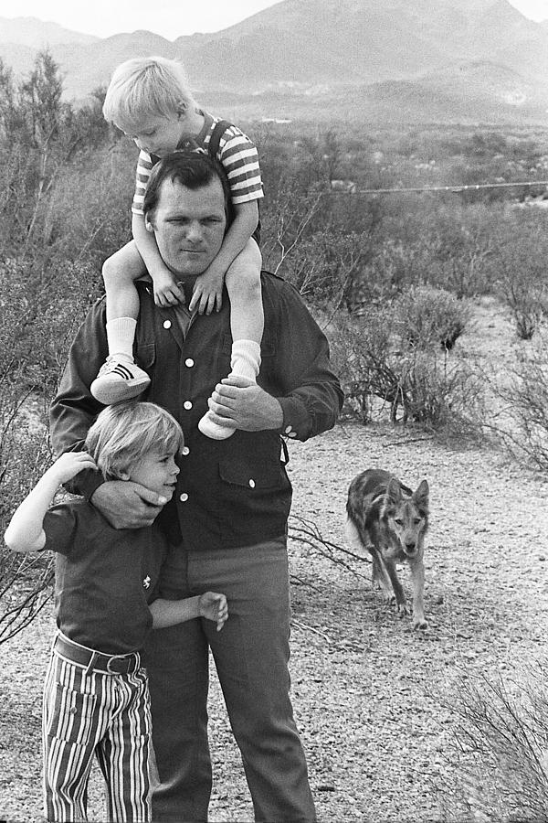 Barry Sadler with sons and dog Odin Tucson Arizona 1971 Photograph by David Lee Guss