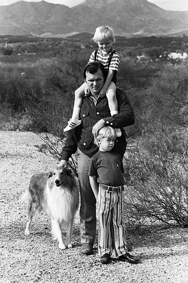 Barry Sadler with sons and family collie Tucson Arizona 1971 Photograph by David Lee Guss