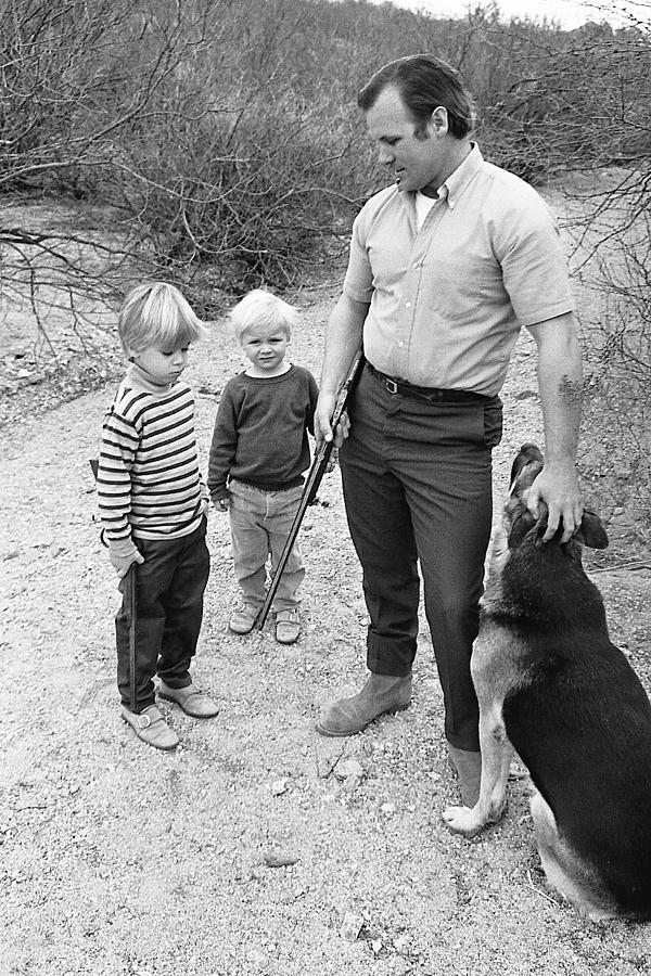  Barry Sadler with sons Thor baron and family dog odin tucson Arizona 1971  Photograph by David Lee Guss