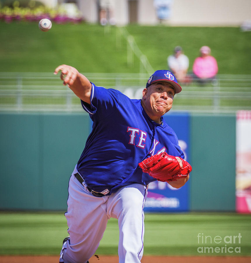 Bartolo Colon pitches for the Texas Rangers Photograph by Randy Jackson