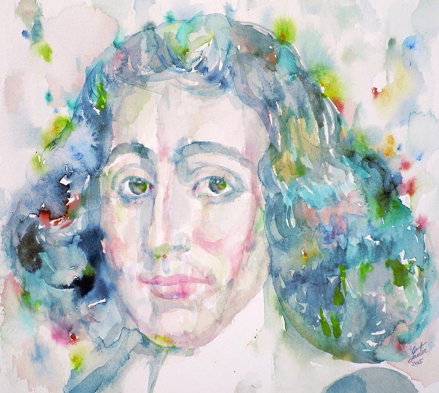 Spinoza Painting - BARUCH SPINOZA - watercolor portrait by Fabrizio Cassetta