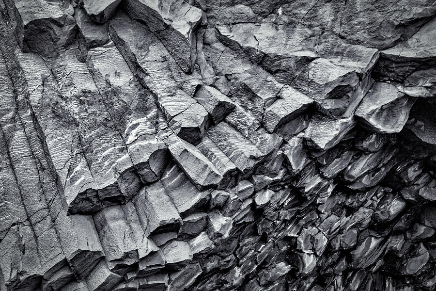 FRAMED PHOTO - Iceland Rock Formation, Abstract, Black and White, Rocks, 2024 Iceland