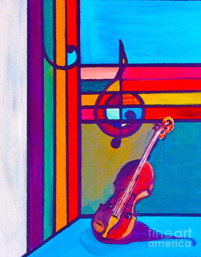 Base And Treble Clef Space Painting by Lisa Kaiser
