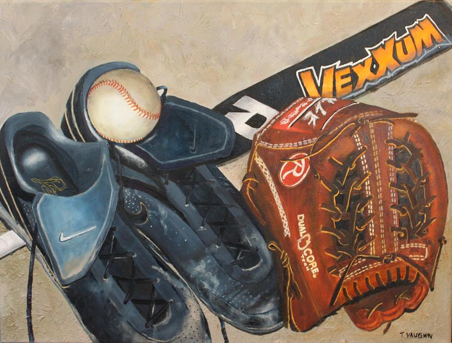 Baseball Painting - Baseball Allstar by Teri Vaughn