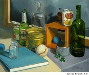 Still Life Painting - Baseball For Rocky by Chris Hsu Still Life Painting - Baseball For Rocky by Chris Hsu