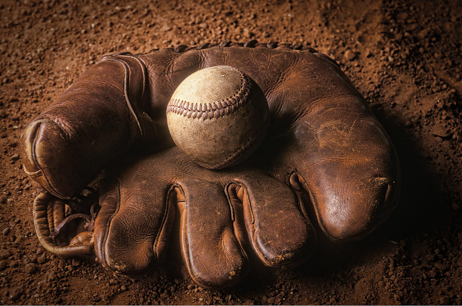 Baseball Photograph - Baseball in glove by John Wong