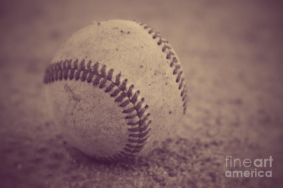 Baseball In Sepia Photograph