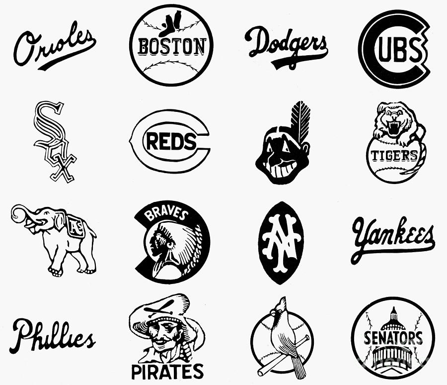 Baseball Logos Photograph by Granger