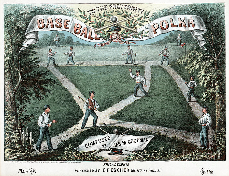 Baseball, Music Sheet, 1867.  Drawing by Granger