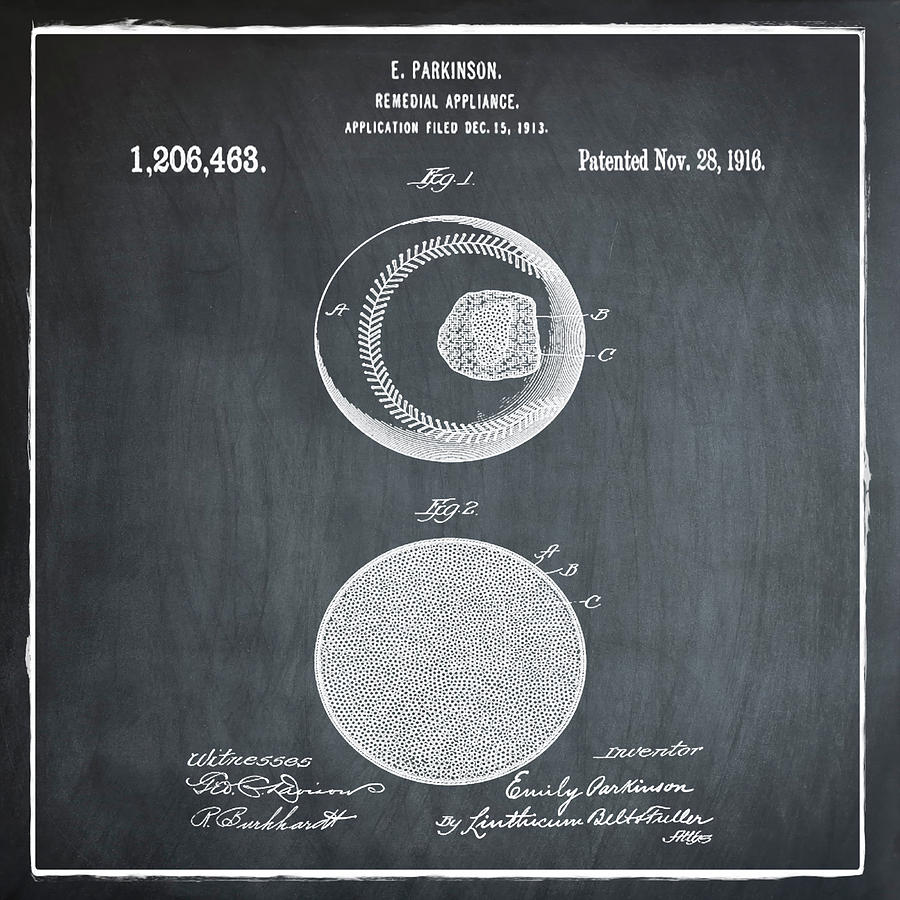 Baseball Patent 1916 Chalk Photograph by Bill Cannon