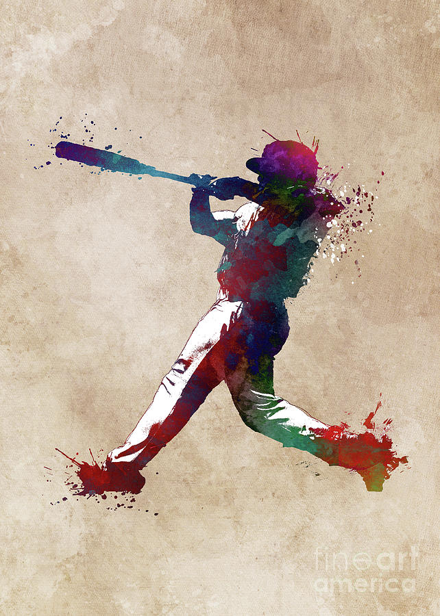 Baseball player 10 Digital Art by Justyna Jaszke JBJart