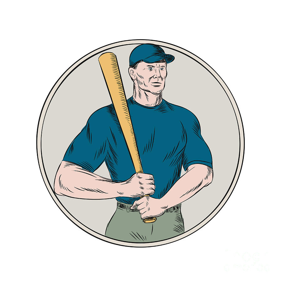 Baseball Player Batting Isolated Cartoon Digital Art by Aloysius Patrimonio  - Fine Art America