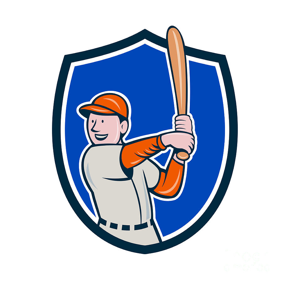 Baseball Player Batting Isolated Cartoon Digital Art by Aloysius Patrimonio  - Fine Art America