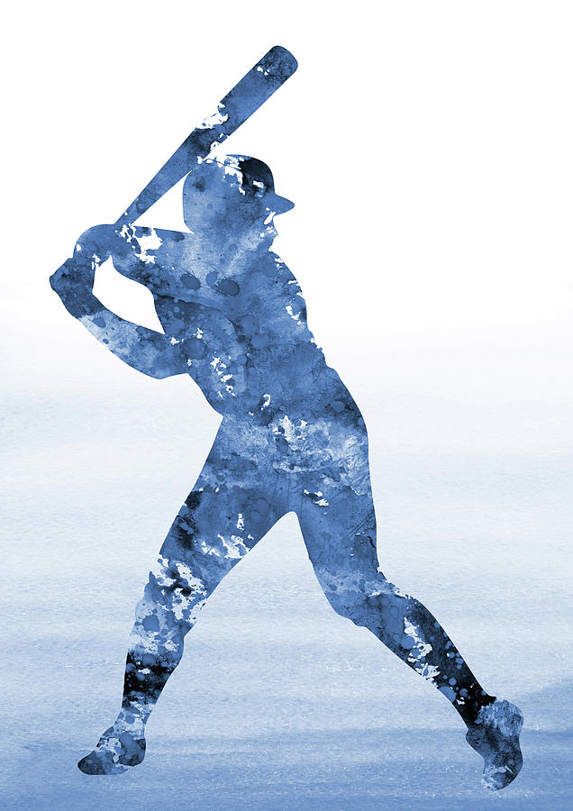 Baseball Player-blue Digital Art by Erzebet S - Fine Art America