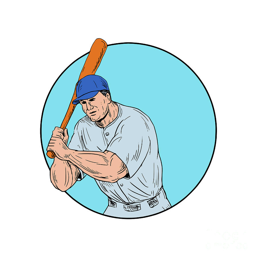 Baseball Player Batting Isolated Cartoon Digital Art by Aloysius Patrimonio  - Fine Art America