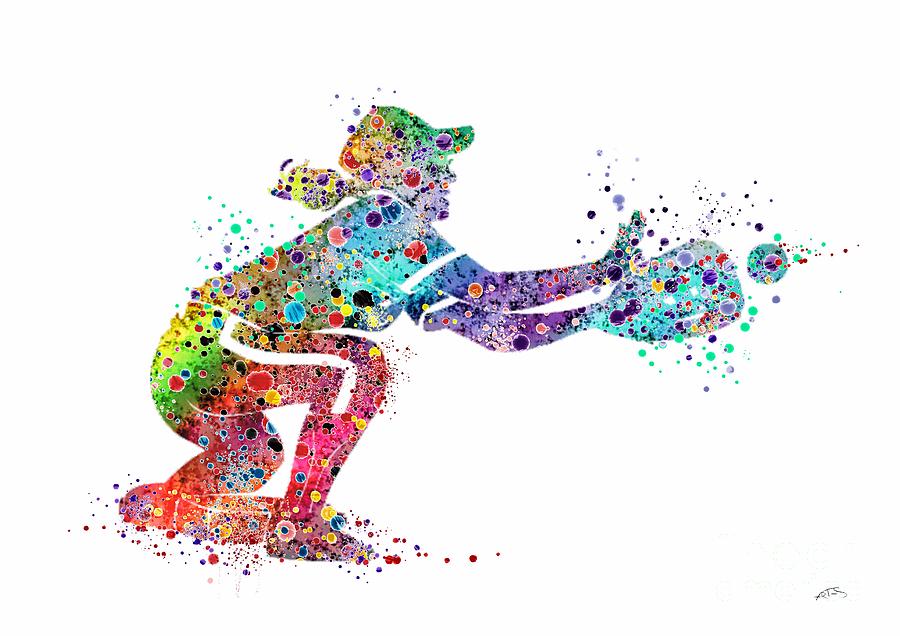 Softball Catcher Digital Art - Baseball Softball Catcher 2 Sports Art Print by White Lotus