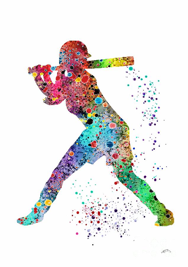 Softball Player Digital Art - Baseball Softball Player by White Lotus