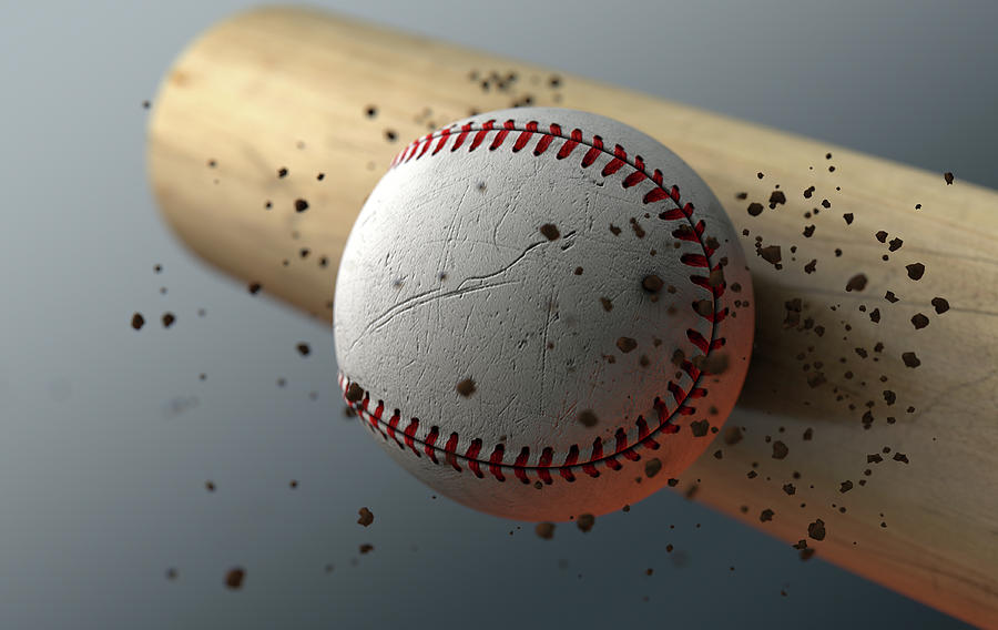 Baseball Striking Bat In Slow Motion Digital Art