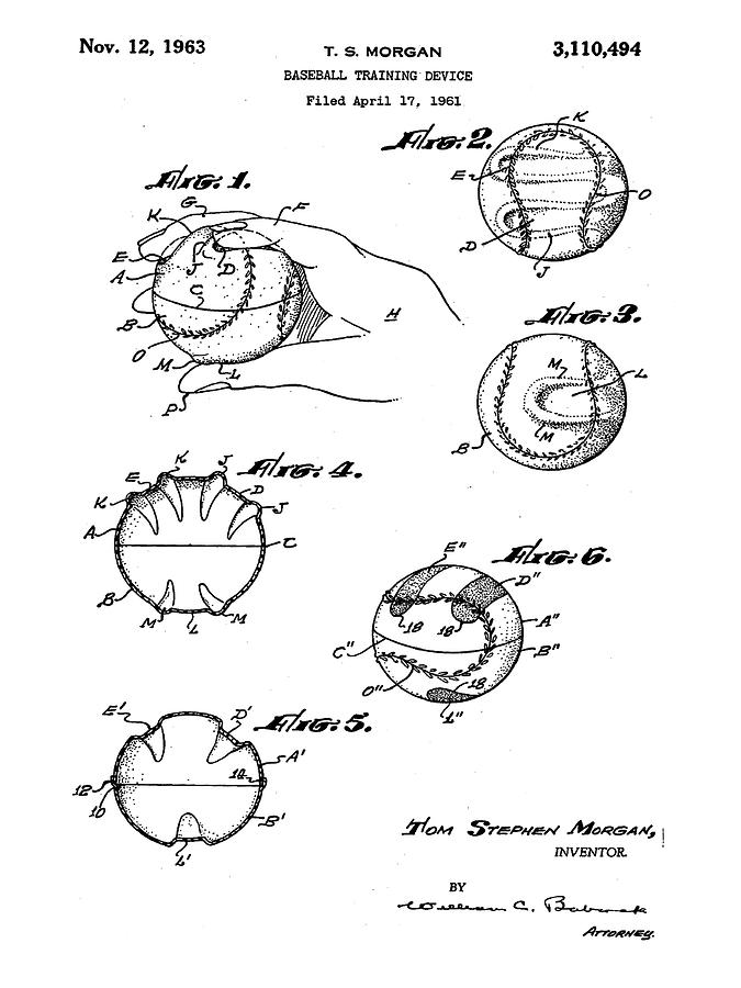 Baseball Training Device patent 1961 Photograph by Bill Cannon