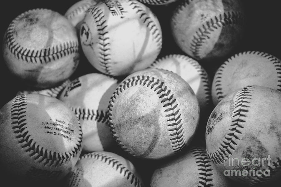 Baseballs In Black And White Photograph