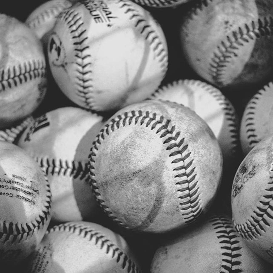 Baseball Photograph - Baseballs In Black And White #2 by Leah McPhail