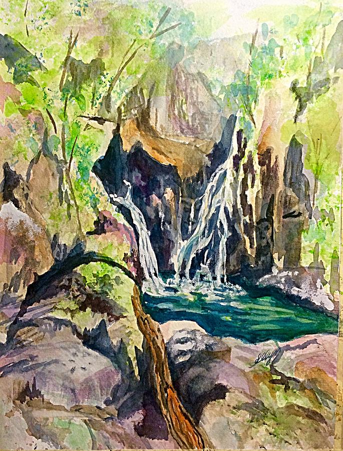 Bash Bish Falls  Painting by Ellen Levinson